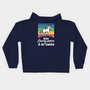 Being Awesome Is My Cardio Funny Unicorn Kids Hoodie